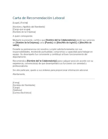 Carta de recomendación laboral: modelo editable y ejemplos | Consultas El Universal
