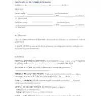 Contrato préstamo de dinero