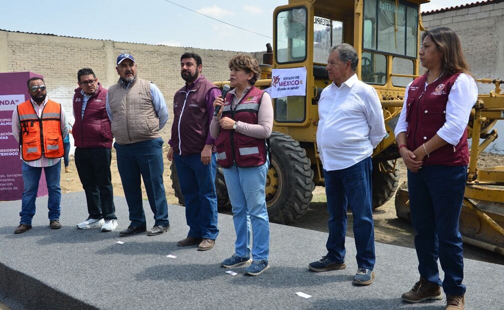 Delfina Gómez, gobernadora de Edomex arranca programa de obras en Chimalhuacán. Foto: Especial