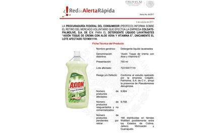 Emite Profeco alerta por lavatrastes con bacteria