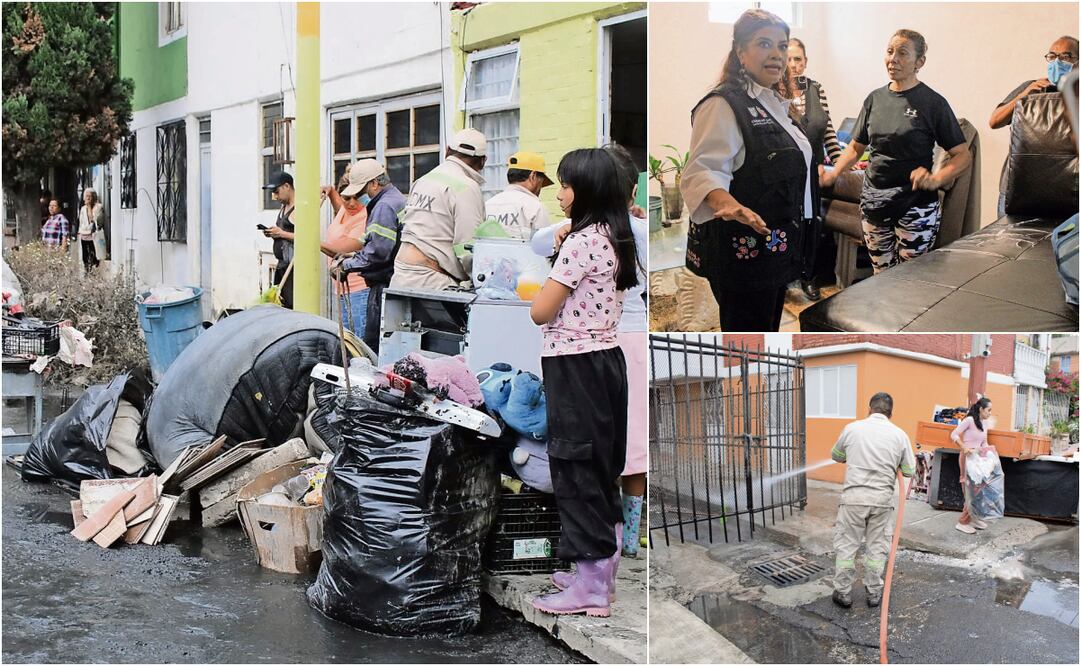 Clara Brugada recorrió la colonia Ejército de Oriente, en Iztapalapa, afectada por la lluvia, en donde cuadrillas de trabajadores hicieron labores de limpieza.
Fotos: Darío Luna / EL UNIVERSAL