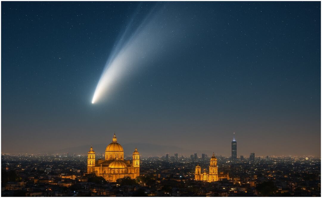 El Cometa Lemmon regresa a la atmosfera terrestre luego de 1,000 años, convirtiéndose en un evento astronómico único. Foto: Imagen generada con IA