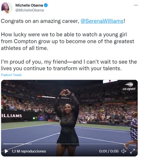 El retiro de Serena Williams llenó de mensajes las redes sociales; Obama, Phelps y más se expresaron