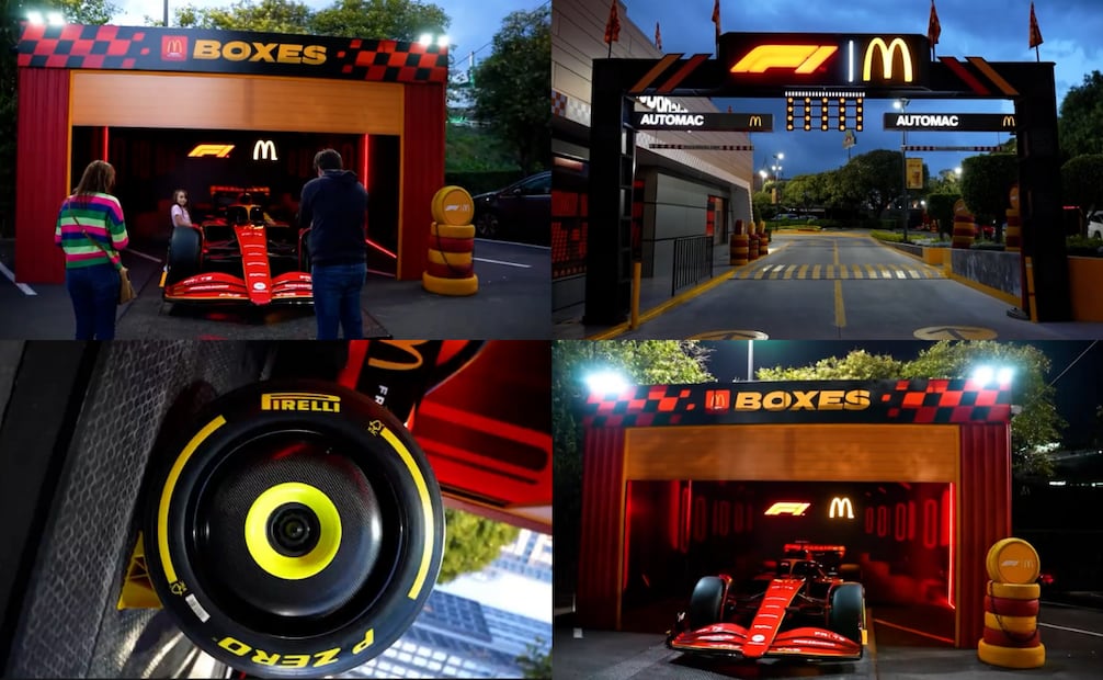 La tienda cuenta con un monoplaza en tamaño real, este modelo también puede adquirirse en su tamaño a escala en el Menú F1. Foto: McDonald's México TikTok