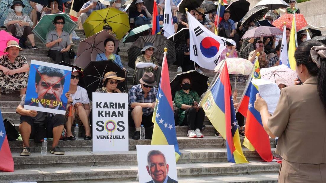 Se manifiestan desde Corea del Sur para exigir elecciones transparentes en Venezuela. Foto: @ConVzlaComando