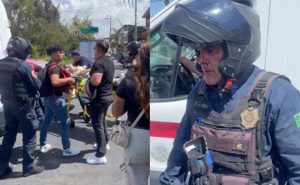 Agresión entre motociclistas y policías en un punto de revisión en la Venustiano Carranza este 19 de agosto de 2025. [Foto: Capturas de pantalla de videos]