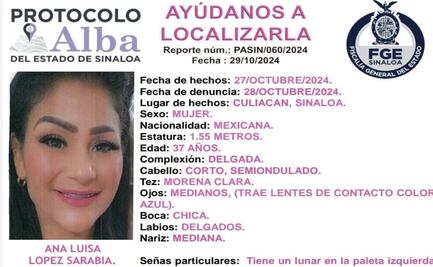 Emiten alerta de búsqueda para Ana Luisa López, custodia desaparecida en Culiacán