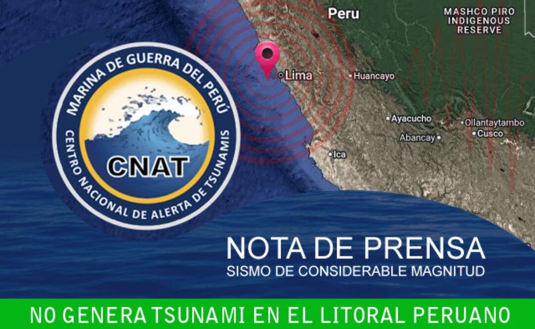 La Dirección de Hidrografía y Navegación de la Marina de Guerra del Perú notificó que el sismo ocurrió a 30 km al SO de Provincia Constitucional del Callao, Callao - Lima. Foto: X @DHN_peru