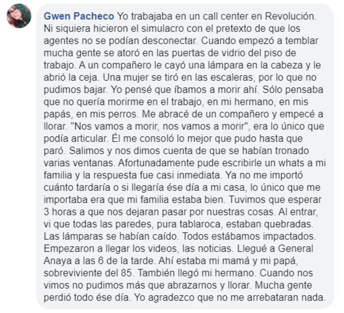 “No quería morirme en el trabajo”; así recuerdan capitalinos el 19-S