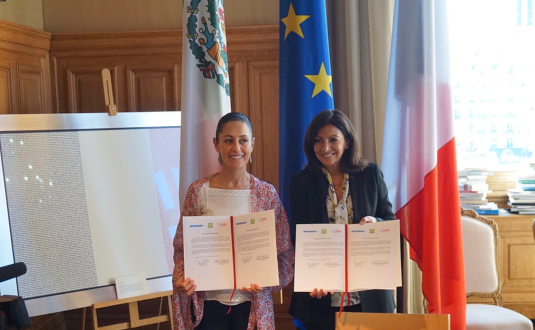 La jefa de Gobierno electa, Claudia Sheinbaum, y Anne Hidalgo, alcaldesa de Francia. Foto: Twitter @ClaudiaShein