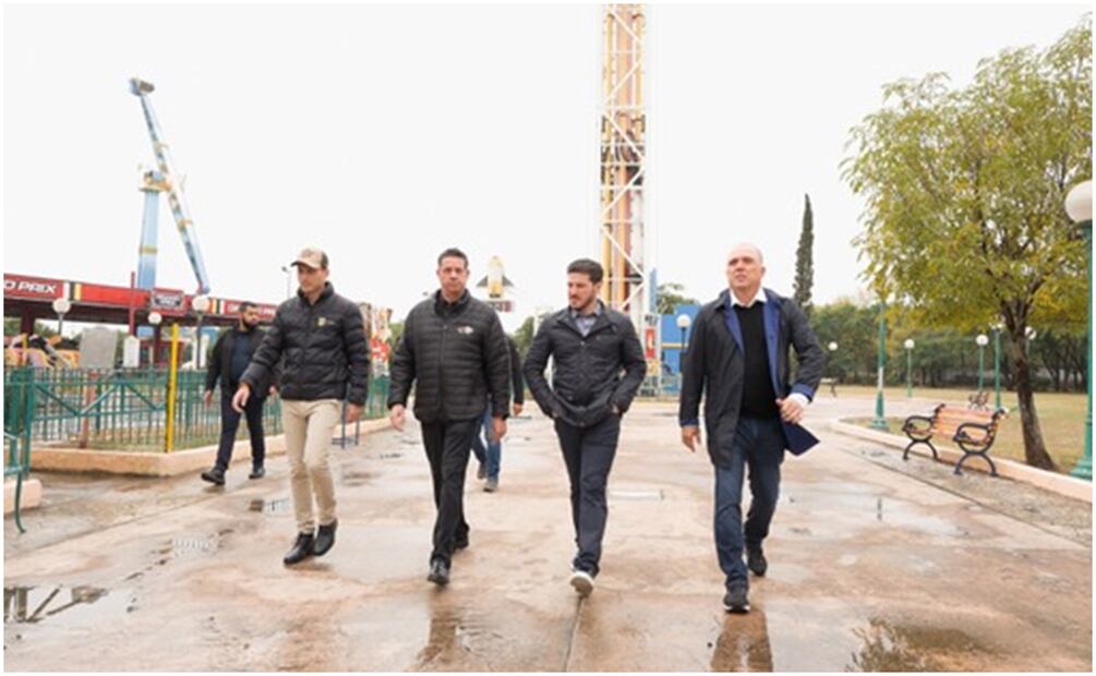 Gobernador Samuel García durante su recorrido en el Parque Fundidora en Nuevo León (4/12/2024). Foto: Especial