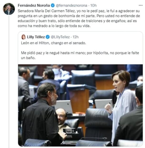 “Ya quisiera usted ser changa leona”: Otra vez Lilly Téllez y Fernández Noroña polemizan en redes