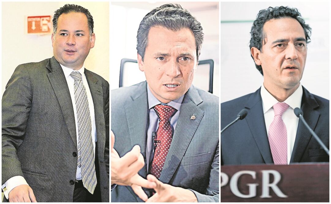 Santiago Nieto, ex titular de la FEPADE; Emilio Lozoya, ex director de Pemex; Alberto Elías Beltrán, encargado de la PGR. (ARCHIVO. EL UNIVERSAL)