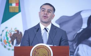 El secretario de Seguridad, Omar García Harfuch, durante la “Mañanera del Pueblo” en Palacio Nacional de este 12 de mayo de 2026. Foto: Luis Camacho/ EL UNIVERSAL