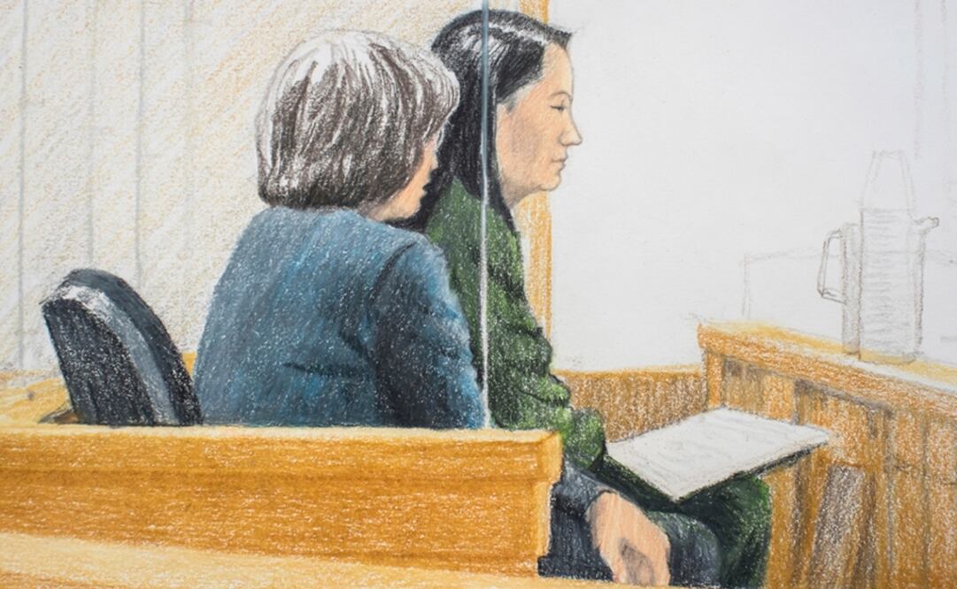 Meng Wanzhou, (derecha), directora financiera de la compañía, comparece por primera vez hoy en Vancouver tras ser detenida en Canadá mientras se dirigía a México. Foto: AP 