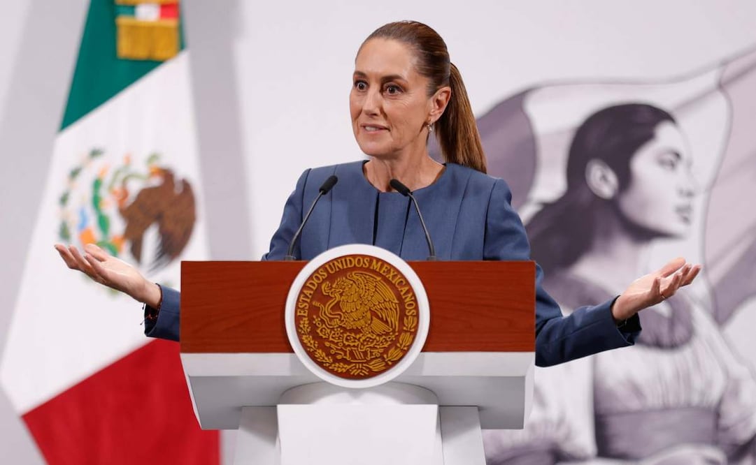 La presidenta Claudia Sheinbaum Pardo en su conferencia matutina del 20 de agosto de 2025. Foto: Diego Simón / EL UNIVERSAL