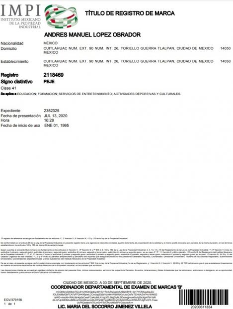 El "Peje" ya es marca registrada y su dueño es AMLO