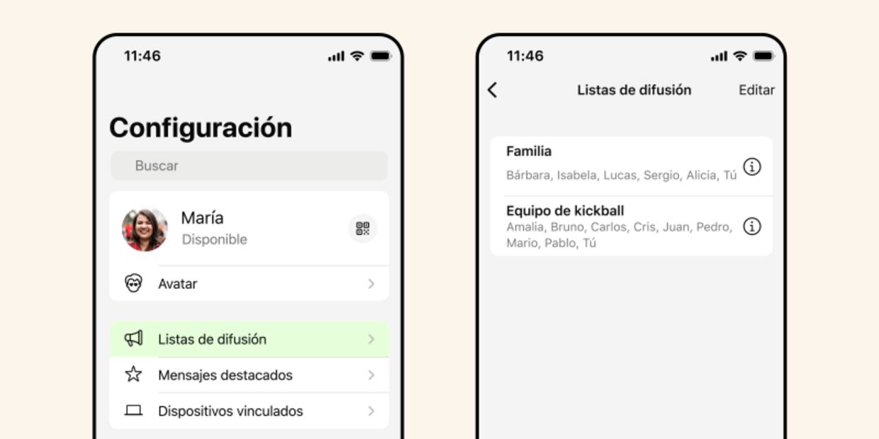 Lista de difusión en iPhone. Foto: Sitio web de WhatsApp