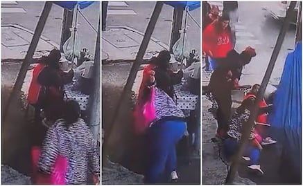 ¡El champurrado y las guajolotas! Viralizan caída de mujer que se lleva todo un puesto de tamales en CDMX