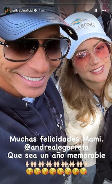 Erik Rubín y su felicitación para Andrea Legarreta , la madre de sus hijas.