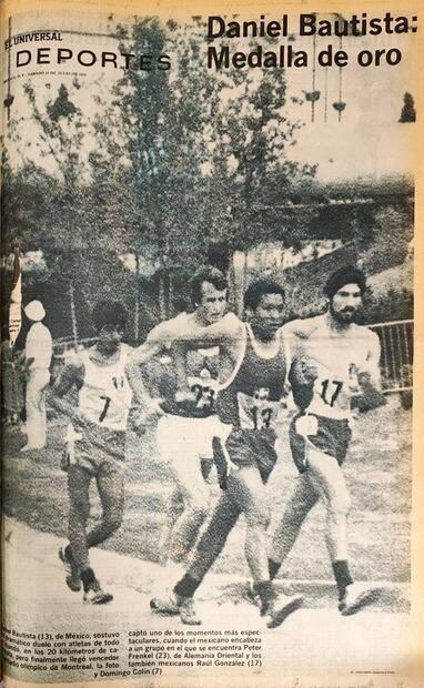 Antes de que los tres alemanes asediaran a Bautista (13), la cámara capturó al eventual campeón acompañado de sus colegas González Rodríguez (17) y Domingo Colín (7), mientras que sólo Frenkel (23) les seguía el ritmo. Hemeroteca EL UNIVERSAL.