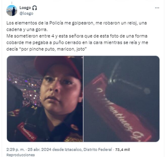 Joven denuncia agresión física por parte de policías en concierto de Madonna. Fotos: Captura de pantalla