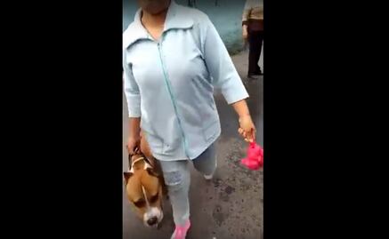 Usa a su perro para amedrentrar vecinos y mascotas; la llaman #LadyPitbull