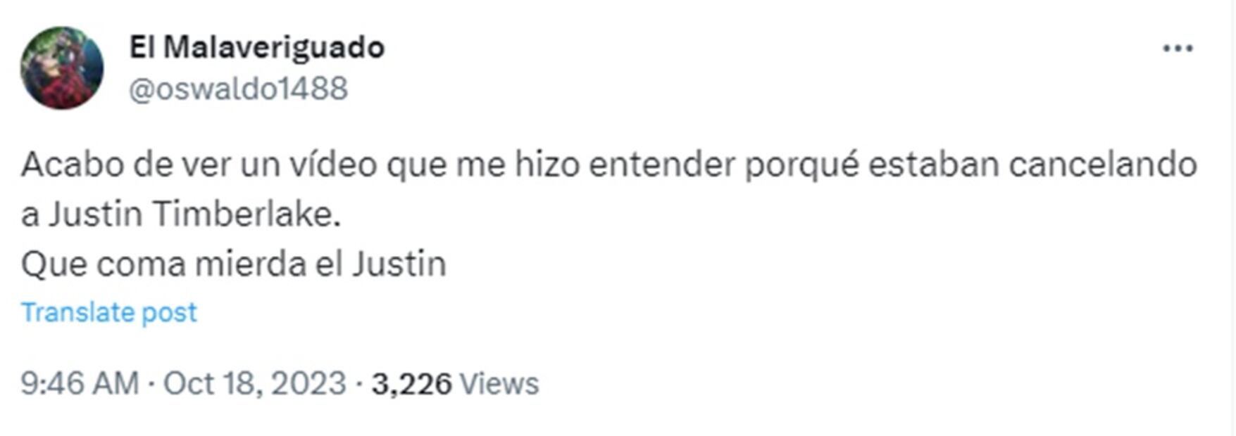 Piden cancelar a Justin Timberlake. Foto: X