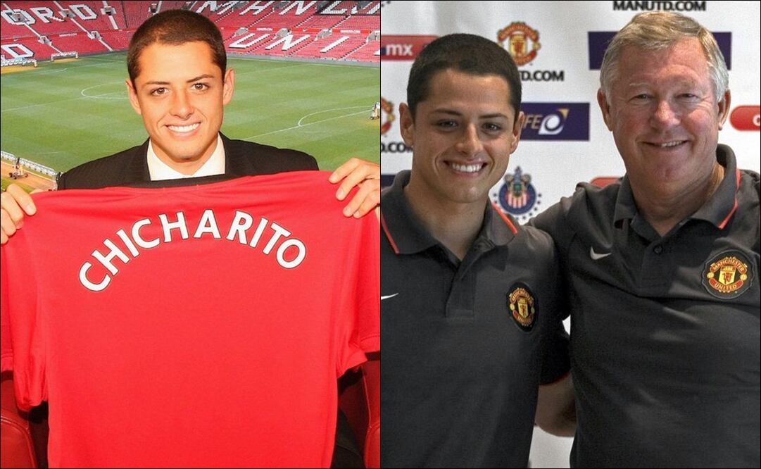 Chicharito Hernández por el Manchester United / FOTOS: @InvictosSomos y @Zona_TUDN