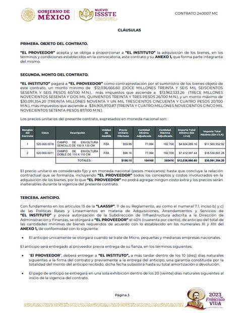 Gasto. El año pasado, el Instituto de Seguridad y Servicios Sociales de los Trabajadores del Estado entregó el contrato 240007 MC por un total de 34 millones 905 mil 970.87 pesos por ropa quirúrgica y hospitalaria.