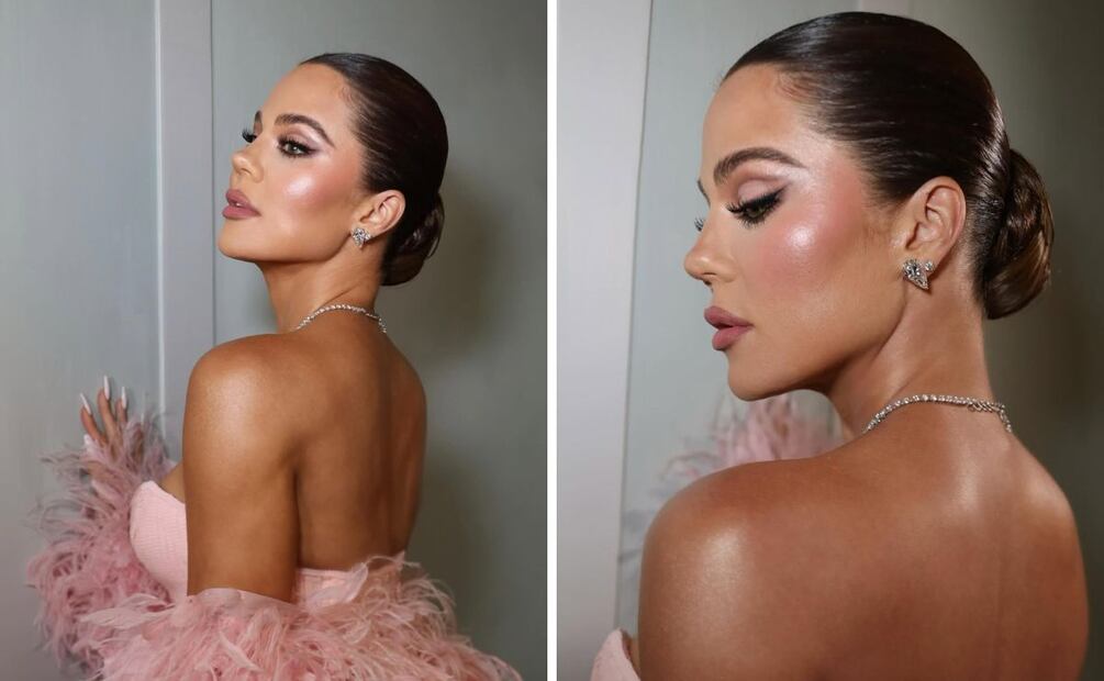 Khloé lució un peinado recogido en la boda de Jeff Bezos y Lauren Sánchez. Foto: Especial. Instagram @khloekardashian