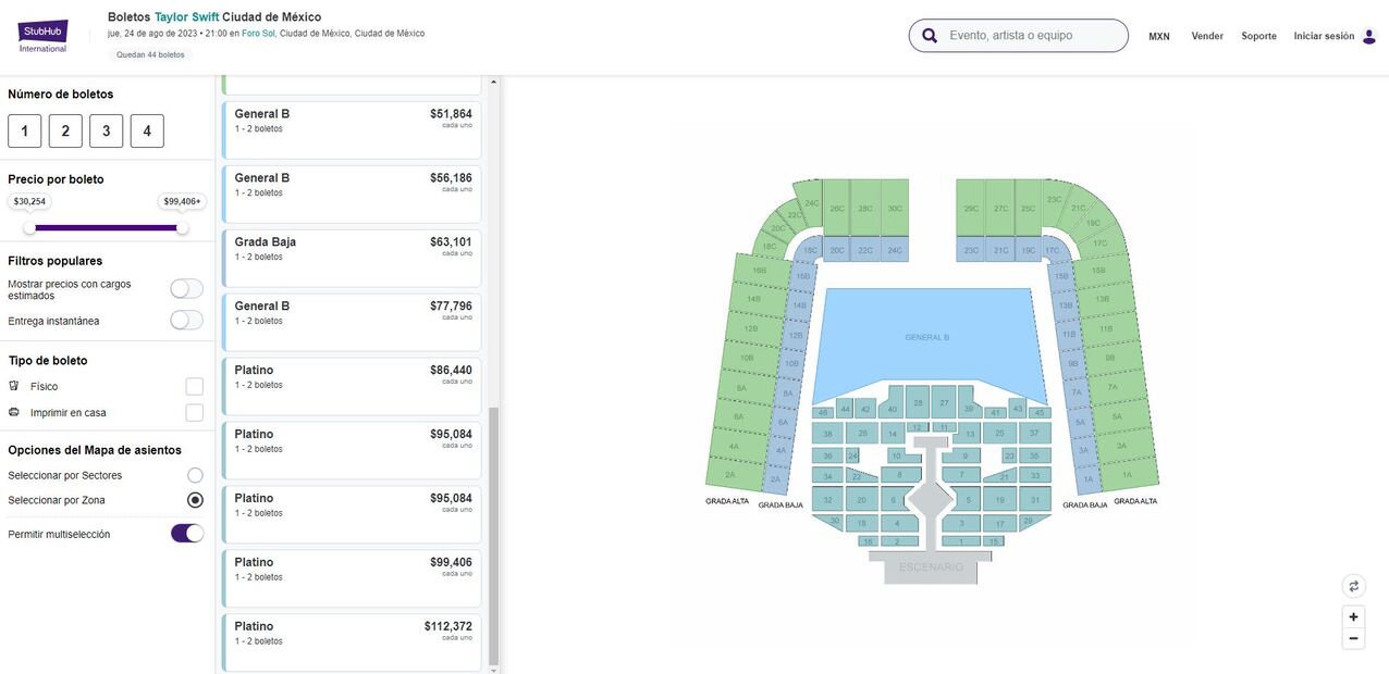 Reventa de boletos Taylor Swift CDMX