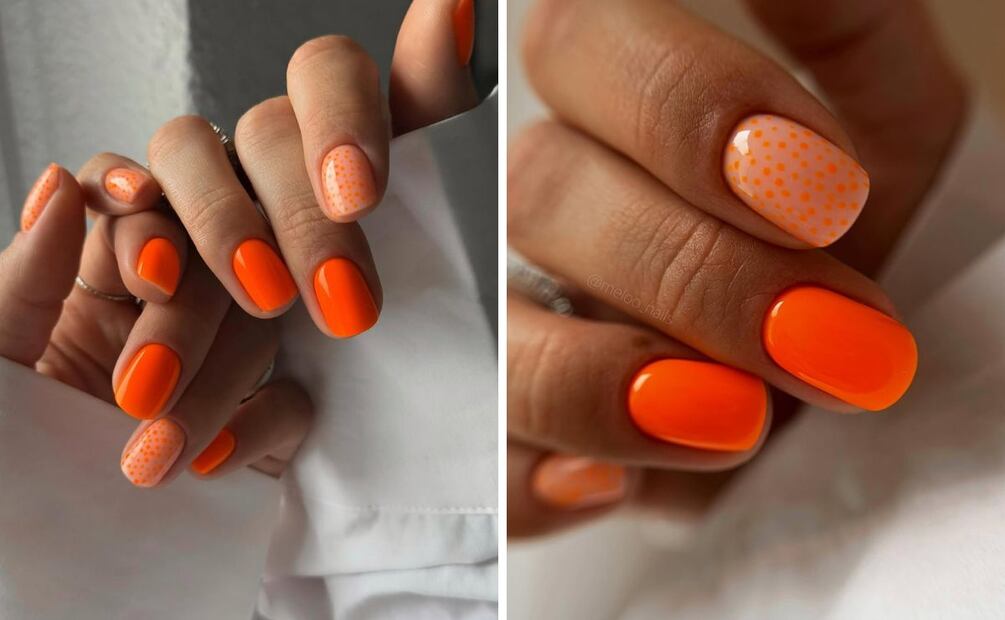 El naranja es un tono alegre. Foto: Especial. Instagram @meloo_nails