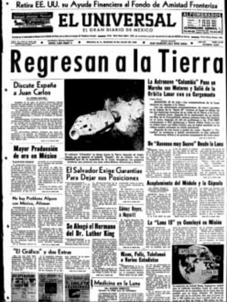 Así publicó EL UNIVERSAL la llegada del hombre a la Luna