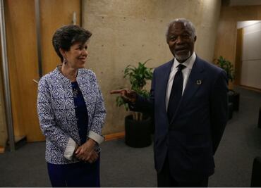 Magistrada presidenta del TEPJF se reúne con Kofi Annan
