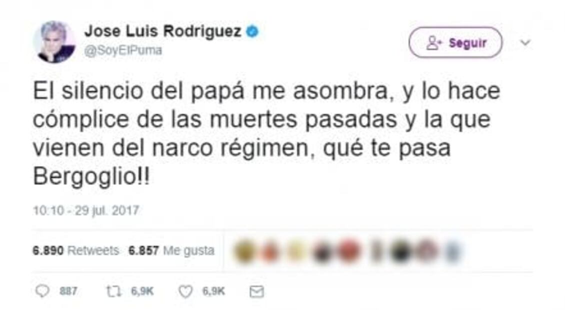 El "Puma" critica silencio del papa Francisco por crisis en Venezuela