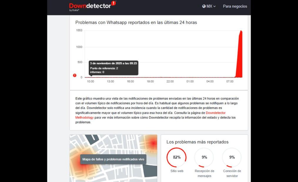 Caída de WhatsApp Web: usuarios reportan que no pueden acceder al servicio. Imagen: captura de pantalla