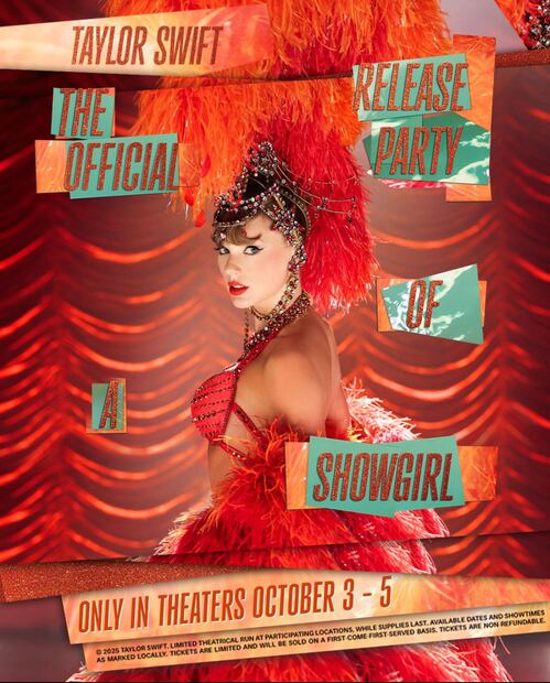 Póster oficial de "The Official Release Party of a Showgirl". Foto: Taylor Swift