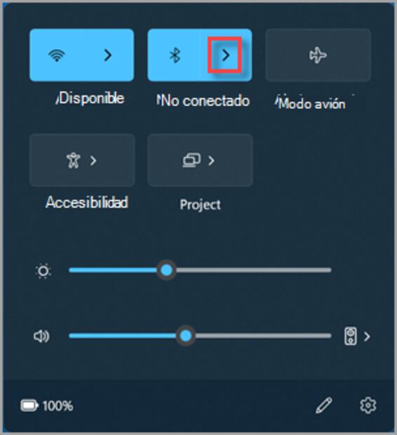 Activar Bluetooth. Fuente: Microsoft