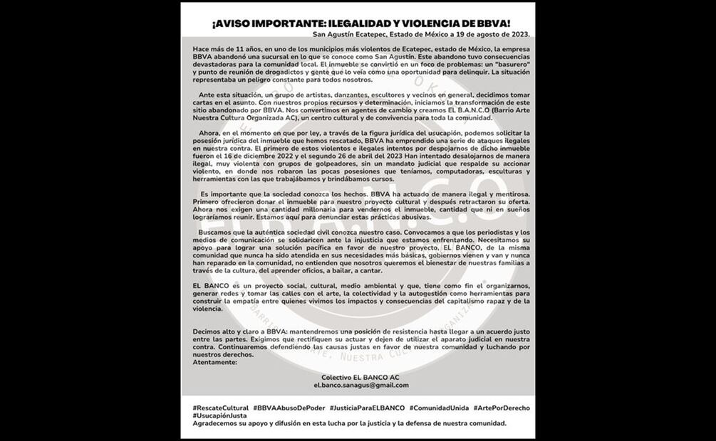 Foto: Facebook BANCO