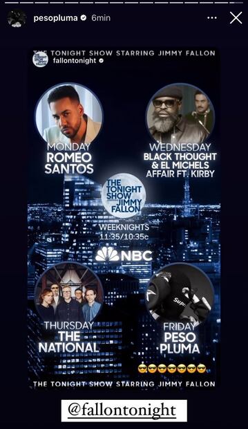 Peso Pluma será invitado especial en programa de Jimmy Fallon. Foto: Instagram