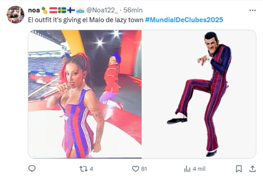 El show de medio tiempo en el 'Mundial de Clubes 2025' causó furor en redes sociales, usuarios compartieron sus reacciones y memes. Foto: Captura de pantalla 'X'