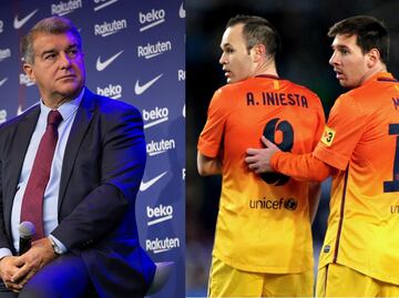 Joan Laporta no se opone al regreso de Messi e Iniesta al Barcelona