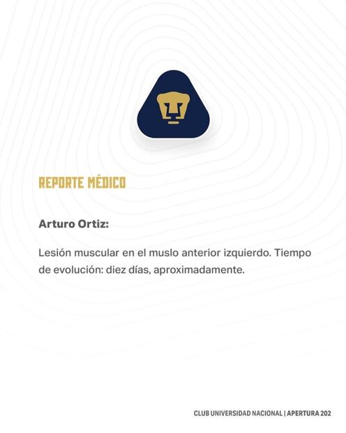 Pumas sufre sensible baja para sus próximos partidos
