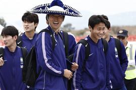 La selección de Corea del Sur llega a Guadalajara. (Foto: Ulises Ruiz / AFP)