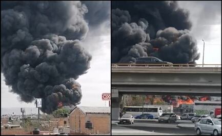 Se registra fuerte incendio en lote de tarimas en San Luis Potosí; evacuan a 450 alumnos de escuelas y personas de un motel