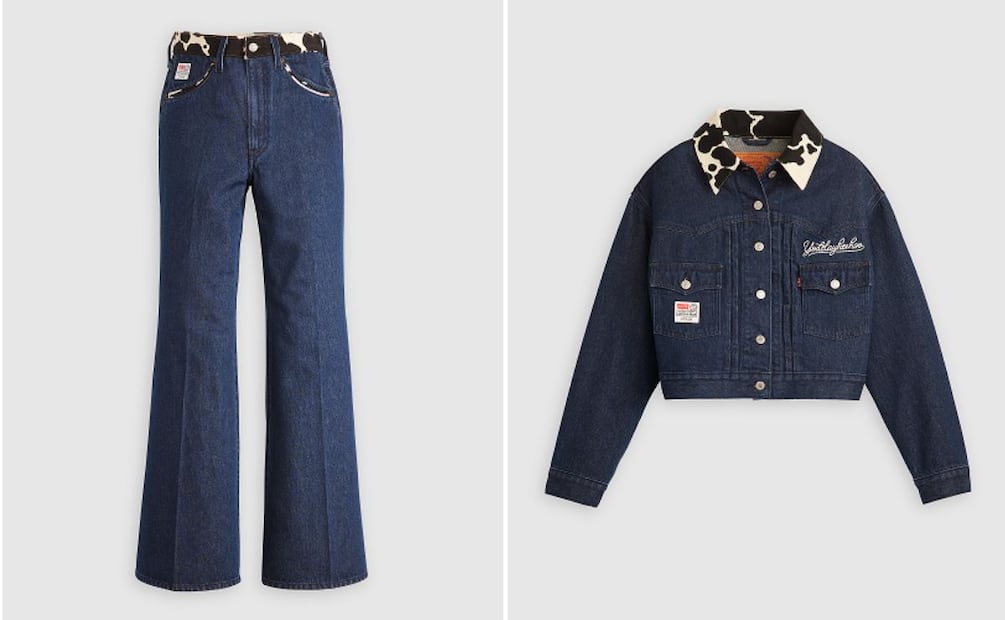 El estampado de vaca se incorpora sin excesos en este total denim. Foto: Cortesía
