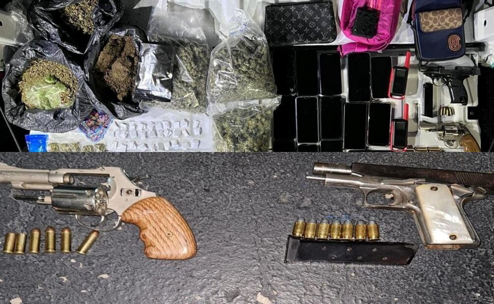 A los detenidos en la Alcaldía Álvaro Obregón les aseguraron celulares, droga y armas de fuego (21/06/2025). Foto: Especial