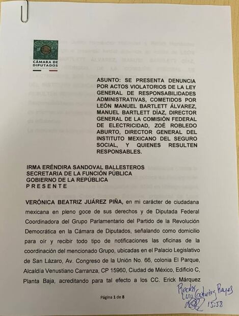 Denuncian ante SFP a Zoé Robledo, Manuel Bartlett y su hijo por ventiladores para Covid-19