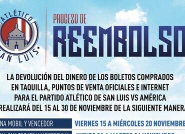 San Luis anuncia proceso de reembolso para el partido ante América